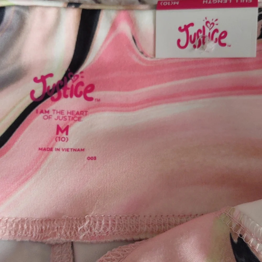 Justice M(10) Youth Pink Marble Lace Up Leggings